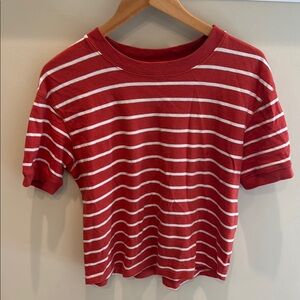 Madewell Orange and White Striped Tee